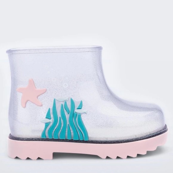 Mini Melissa Clear and Pink Kids Rain Boots - Picture 1 of 7